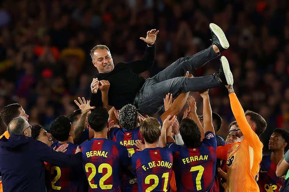 Hours after father’s death, Flick guides Barcelona to La Liga triumph