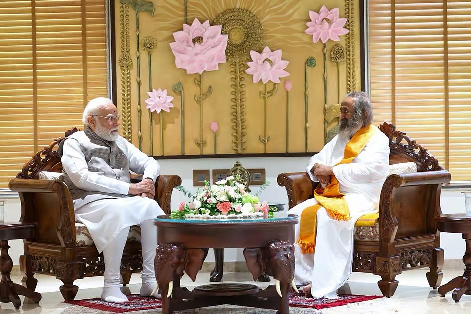Indian PM Modi joins Gurudev Sri Sri Ravi Shankar as Art of Living marks 45 years of global service
