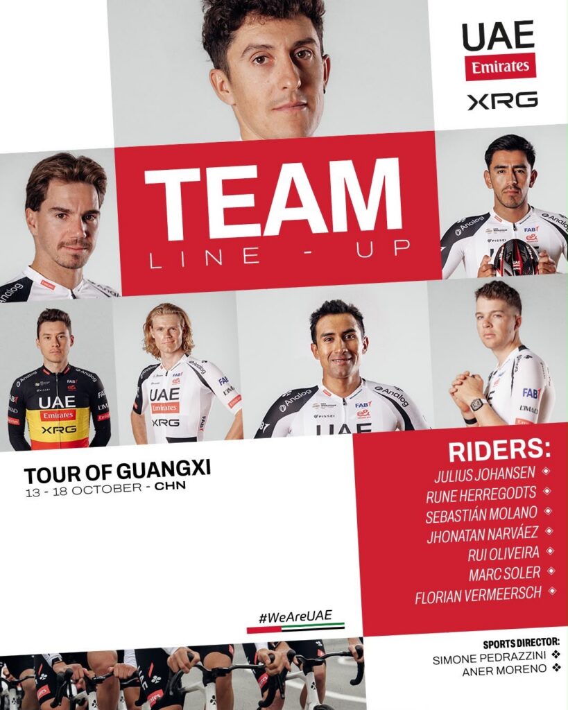 UAE Team Emirates-XRG announces line-up for Tour of Guangxi as WorldTour season concludes